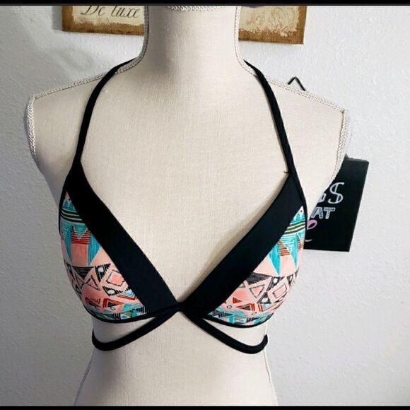 Black Green Multicolor Underwire Padded Triangle Swimwear Lot Of 3 Bikini Top M - Picture 14 of 15
